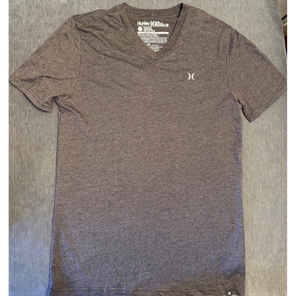 Hurley Men Basic V-Neck TShirt Charcoal Heather Grey Buckle Exclusive MTS0021130